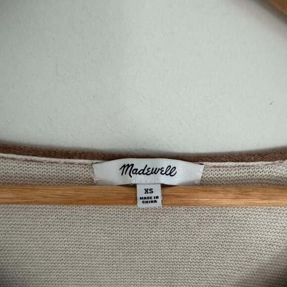 Madewell Two-Tone Lightweight Sweater in Brown & Cream - Picture 3 of 5